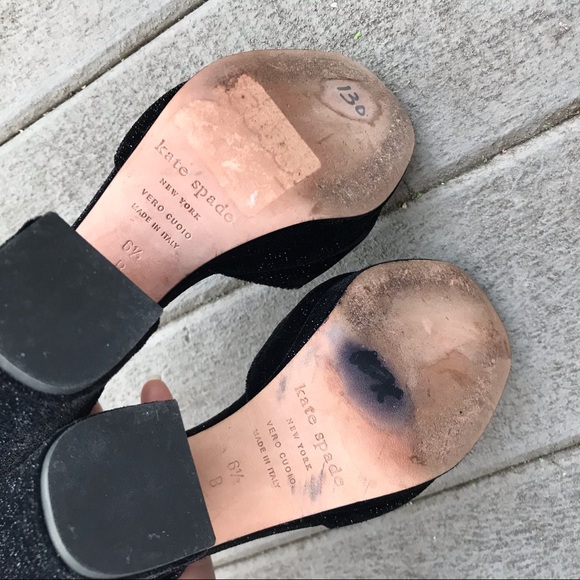 Kate Spade NY Briana Sparkle Velvet Block Slingback Platform Heels Size 6.5 - Picture 12 of 16